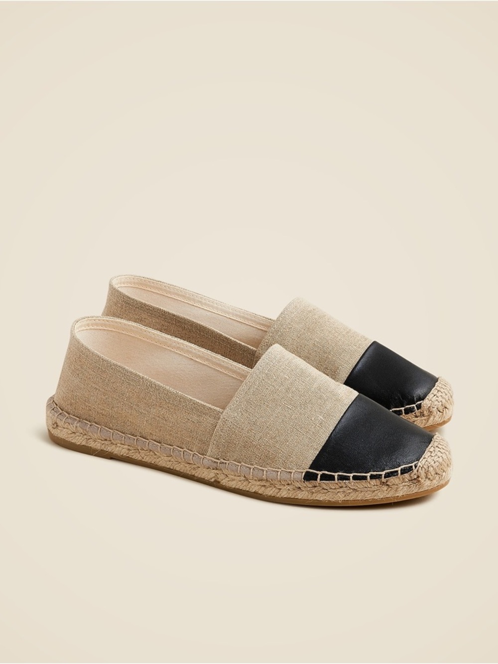 J. Crew Made-in-Spain Cap Toe Espadrilles in Linen NEW! - Picture 2 of 10